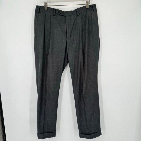 Ralph Ralph Lauren Men's Trouser Dress Pants Plaid Gray cuffed size 36 x 30 - Picture 4 of 12